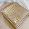 Women's Luxury Fashion Geometric Style Titanium Steel Necklace With Electroplating And Moon Rabbit Design