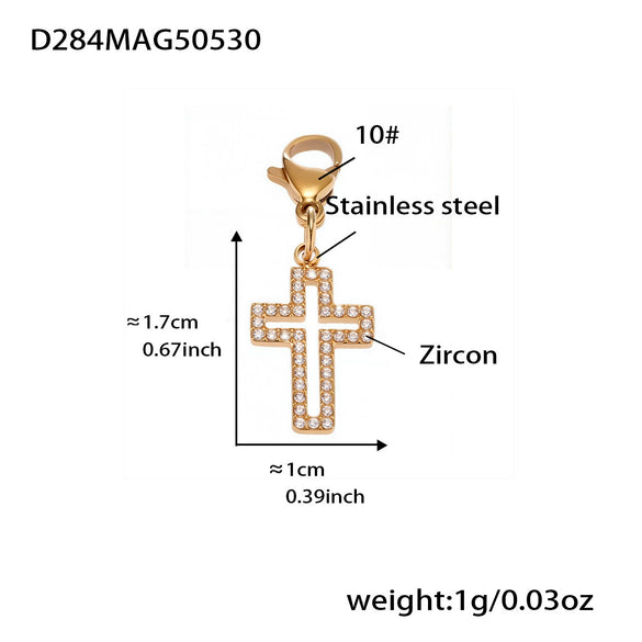 Women's Luxury Ferris Wheel Heart Cross Necklace With Geometric Pattern Made Of Stainless Steel Zircon Enamel Glaze And Titanium Steel Electroplated