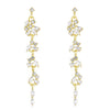 Women's Luxury Flower And Leaf Pattern Alloy Electroplated Tassel Long Ear Stud Earrings