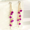 Women's Luxury Flower And Leaf Pattern Alloy Electroplated Tassel Long Ear Stud Earrings