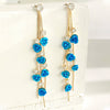 Women's Luxury Flower And Leaf Pattern Alloy Electroplated Tassel Long Ear Stud Earrings