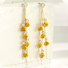 Women's Luxury Flower And Leaf Pattern Alloy Electroplated Tassel Long Ear Stud Earrings