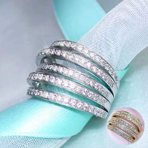 Women's Luxury Geometric Copper Ring Inlaid With Zircon