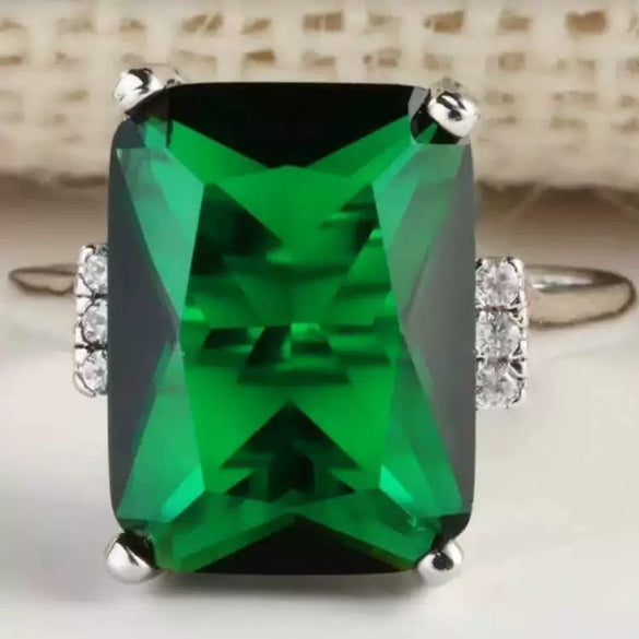 Women's Luxury Geometric Metal Ring With Topaz And Sapphire Style Diamond Look Fashion Jewelry Wholesale