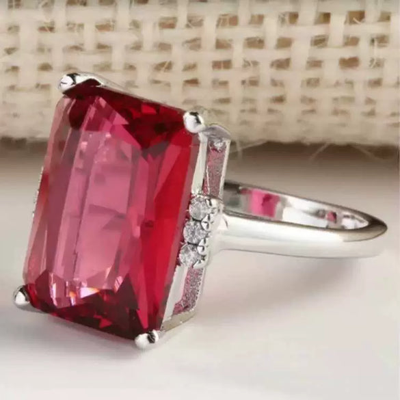 Women's Luxury Geometric Metal Ring With Topaz And Sapphire Style Diamond Look Fashion Jewelry Wholesale