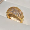 Women's Luxury Geometric Zircon Ring Gold Plated Brass And White Steel With Full Stone Inlay Fashion Jewelry