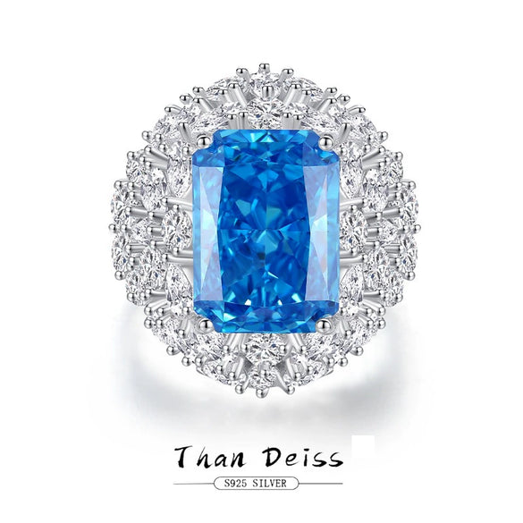 Women's Luxury Heavy Industry Ring With High Carbon Diamond And Ice Flower Pattern Made Of S925 Sterling Silver And 8A Zircon