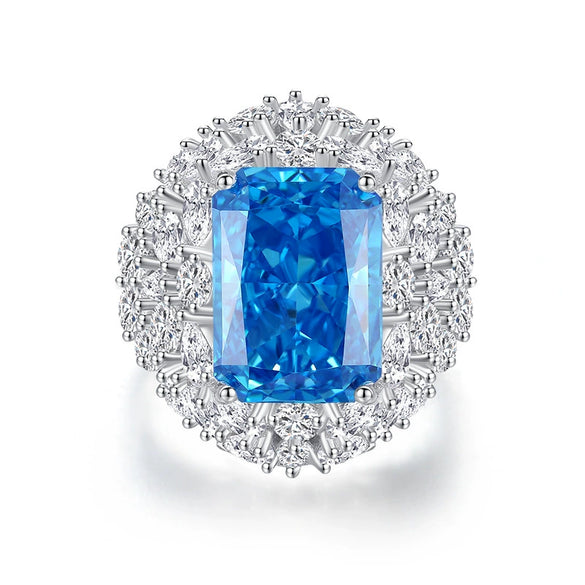 Women's Luxury Heavy Industry Ring With High Carbon Diamond And Ice Flower Pattern Made Of S925 Sterling Silver And 8A Zircon