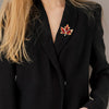 Women's Luxury Highend Alloy Crystal Maple Leaf Suit Brooch Electroplated Accessories