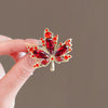 Women's Luxury Highend Alloy Crystal Maple Leaf Suit Brooch Electroplated Accessories