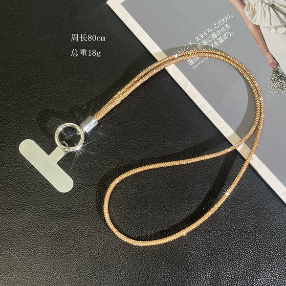 Women's Luxury Highgrade Crystal Diamond Chain Halter Phone Case Hanging Ornaments With Crossbody Chain Electroplated Design