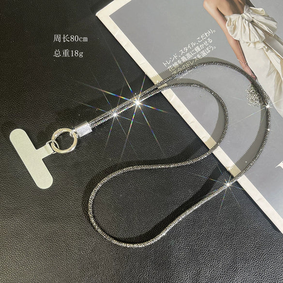 Women's Luxury Highgrade Crystal Diamond Chain Halter Phone Case Hanging Ornaments With Crossbody Chain Electroplated Design