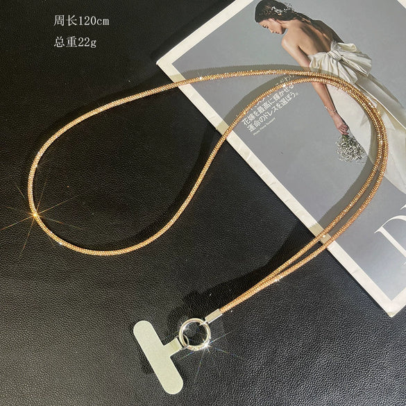 Women's Luxury Highgrade Crystal Diamond Chain Halter Phone Case Hanging Ornaments With Crossbody Chain Electroplated Design