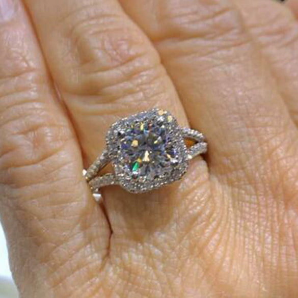 Women's Luxury Imitation Topaz Engagement Ring Copper Zircon Geometric