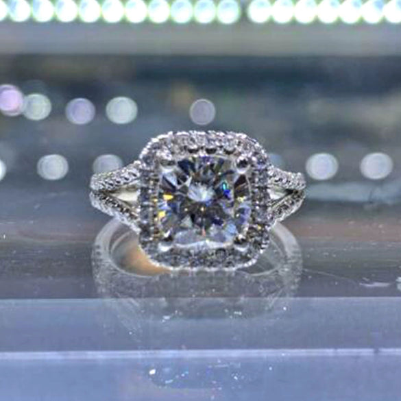 Women's Luxury Imitation Topaz Engagement Ring Copper Zircon Geometric
