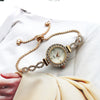 Women's Luxury Leisure Alloy And Stainless Steel Round Diamondembedded Watch With Spiral Crown And Jewelry Buckle
