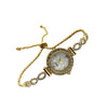 Women's Luxury Leisure Alloy And Stainless Steel Round Diamondembedded Watch With Spiral Crown And Jewelry Buckle