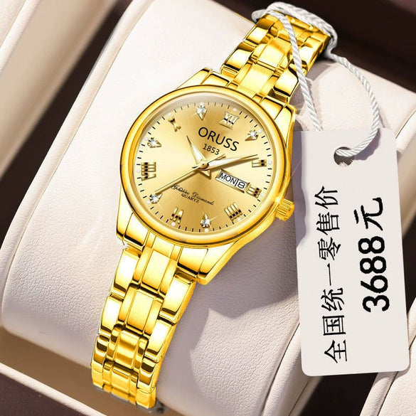 Women's Luxury Nonmechanical Quartz Watch Alloy Case And Strap Round Dial Leisure Style Waterproof Luminous