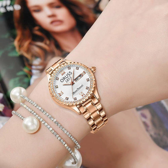 Women's Luxury Nonmechanical Quartz Watch Alloy Case And Strap Round Dial Leisure Style Waterproof Luminous