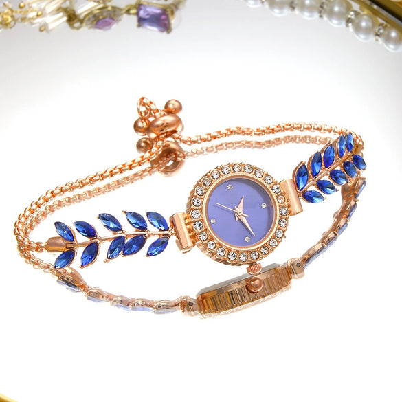 Women's Luxury Quartz Round Alloy Bracelet Watch With Mineral Strengthened Glass Mirror And Jewelry Buckle
