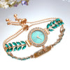 Women's Luxury Quartz Round Alloy Bracelet Watch With Mineral Strengthened Glass Mirror And Jewelry Buckle