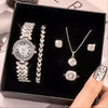 Women's Luxury Quartz Wrist Watch Alloy Material Round Dial Embedded With Diamond Fivepiece Gift Box Leisure Style