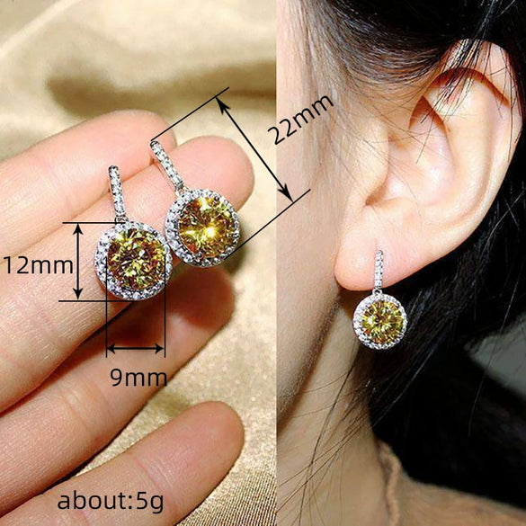 Women's Luxury Round Copper Zircon Inlaid Geometric Earrings