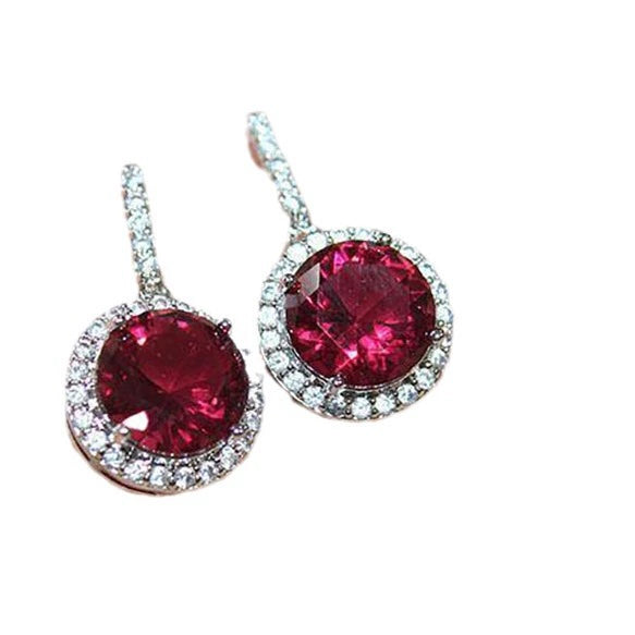 Women's Luxury Round Copper Zircon Inlaid Geometric Earrings