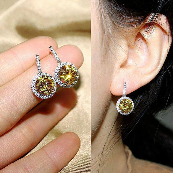 Women's Luxury Round Copper Zircon Inlaid Geometric Earrings