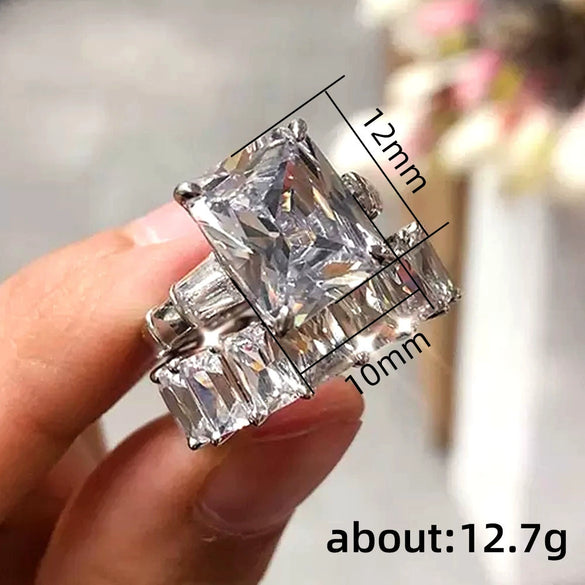 Women's Luxury Seiko Copper Ring With Geometric Style And Zircon Design Emerald Cut