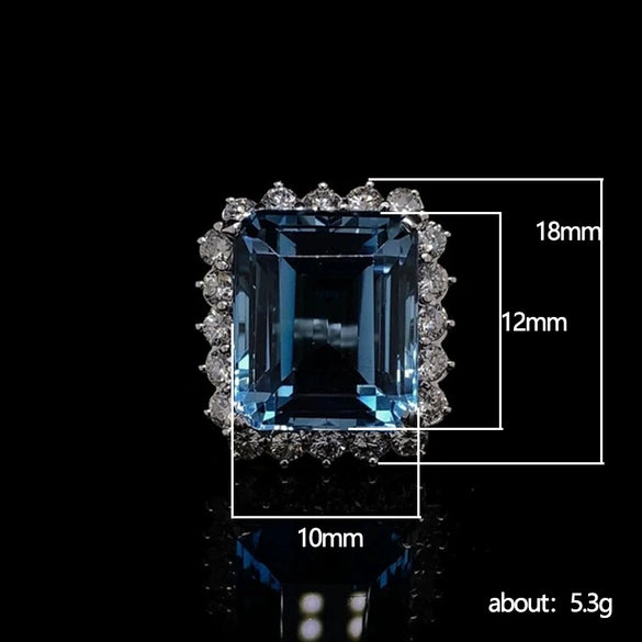Women's Luxury Simulation Topa Sapphire Ring Copper Geometric Zircon