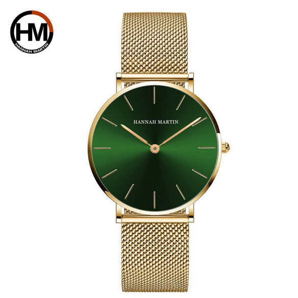 Women's Luxury Slim Waterproof Watch With Stainless Steel Mesh Strap And Round Dial