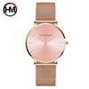 Women's Luxury Slim Waterproof Watch With Stainless Steel Mesh Strap And Round Dial