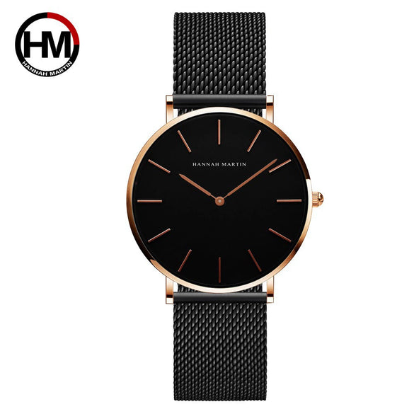 Women's Luxury Slim Waterproof Watch With Stainless Steel Mesh Strap And Round Dial