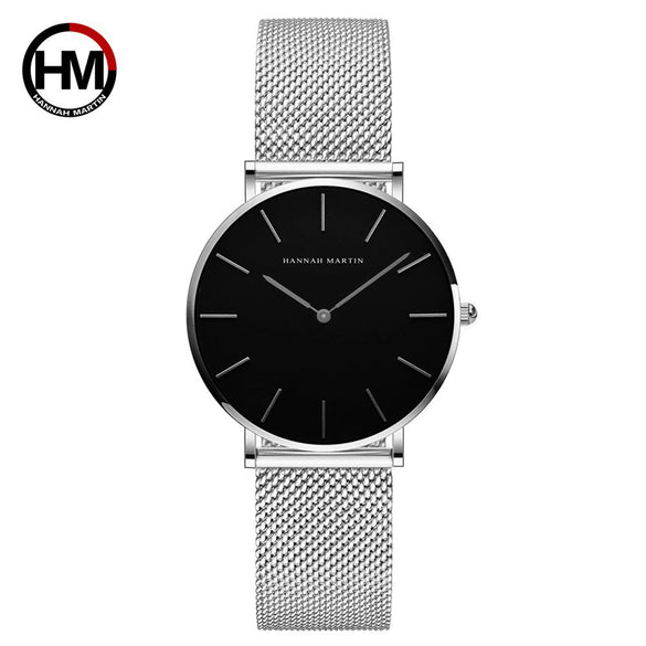 Women's Luxury Slim Waterproof Watch With Stainless Steel Mesh Strap And Round Dial