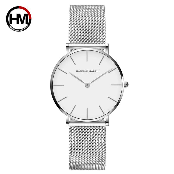 Women's Luxury Slim Waterproof Watch With Stainless Steel Mesh Strap And Round Dial