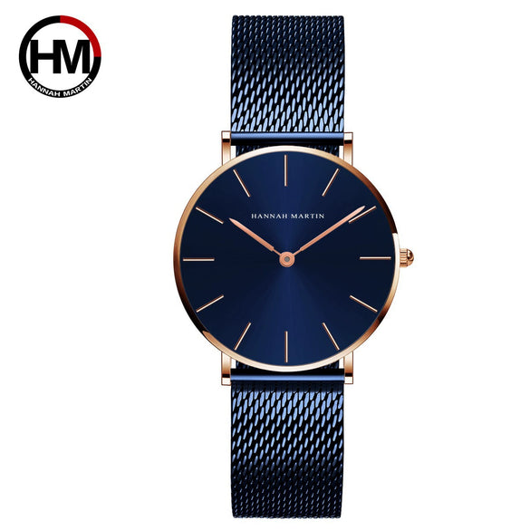 Women's Luxury Slim Waterproof Watch With Stainless Steel Mesh Strap And Round Dial