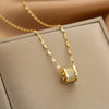 Women's Luxury Small Waist Titanium Steel Necklace With Geometric Design And Diamond Treatment