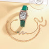 Women's Luxury Snakeshaped Alloy Bracelet Set Fashion Square Dial Jewelry Buckle Rose Gold Buckle