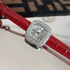 Women's Luxury Square Alloy Case Pu Strap Diamondembedded Watch With Roman Dial