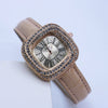 Women's Luxury Square Alloy Case Pu Strap Diamondembedded Watch With Roman Dial