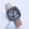 Women's Luxury Square Alloy Case Pu Strap Diamondembedded Watch With Roman Dial