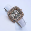 Women's Luxury Square Alloy Case Pu Strap Diamondembedded Watch With Roman Dial