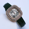 Women's Luxury Square Alloy Case Pu Strap Diamondembedded Watch With Roman Dial