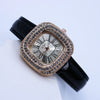 Women's Luxury Square Alloy Case Pu Strap Diamondembedded Watch With Roman Dial
