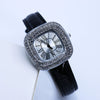 Women's Luxury Square Alloy Case Pu Strap Diamondembedded Watch With Roman Dial