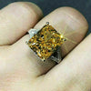 Women's Luxury Square Zircon Ring With Four Claw Setting Copper Geometry Style