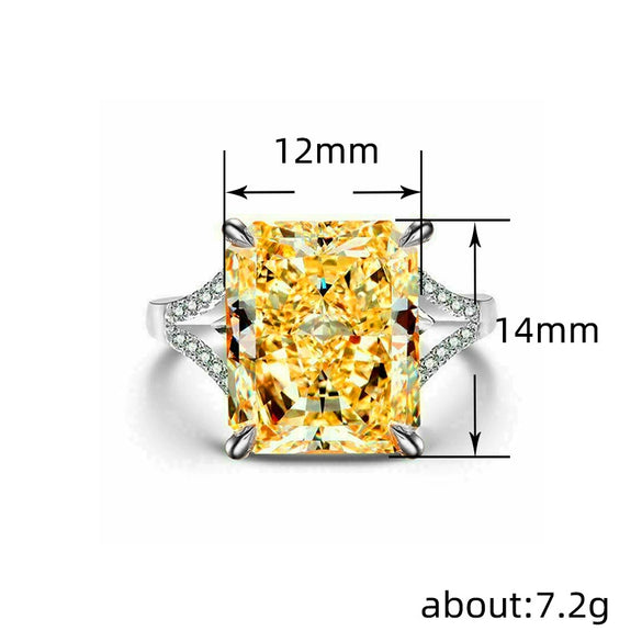 Women's Luxury Square Zircon Ring With Four Claw Setting Copper Geometry Style