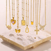 Women's Luxury Stainless Steel And Copper Zircon Necklace Set With Diamonds In Heart Shape And Bow Pattern