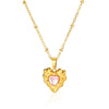Women's Luxury Stainless Steel And Copper Zircon Necklace Set With Diamonds In Heart Shape And Bow Pattern